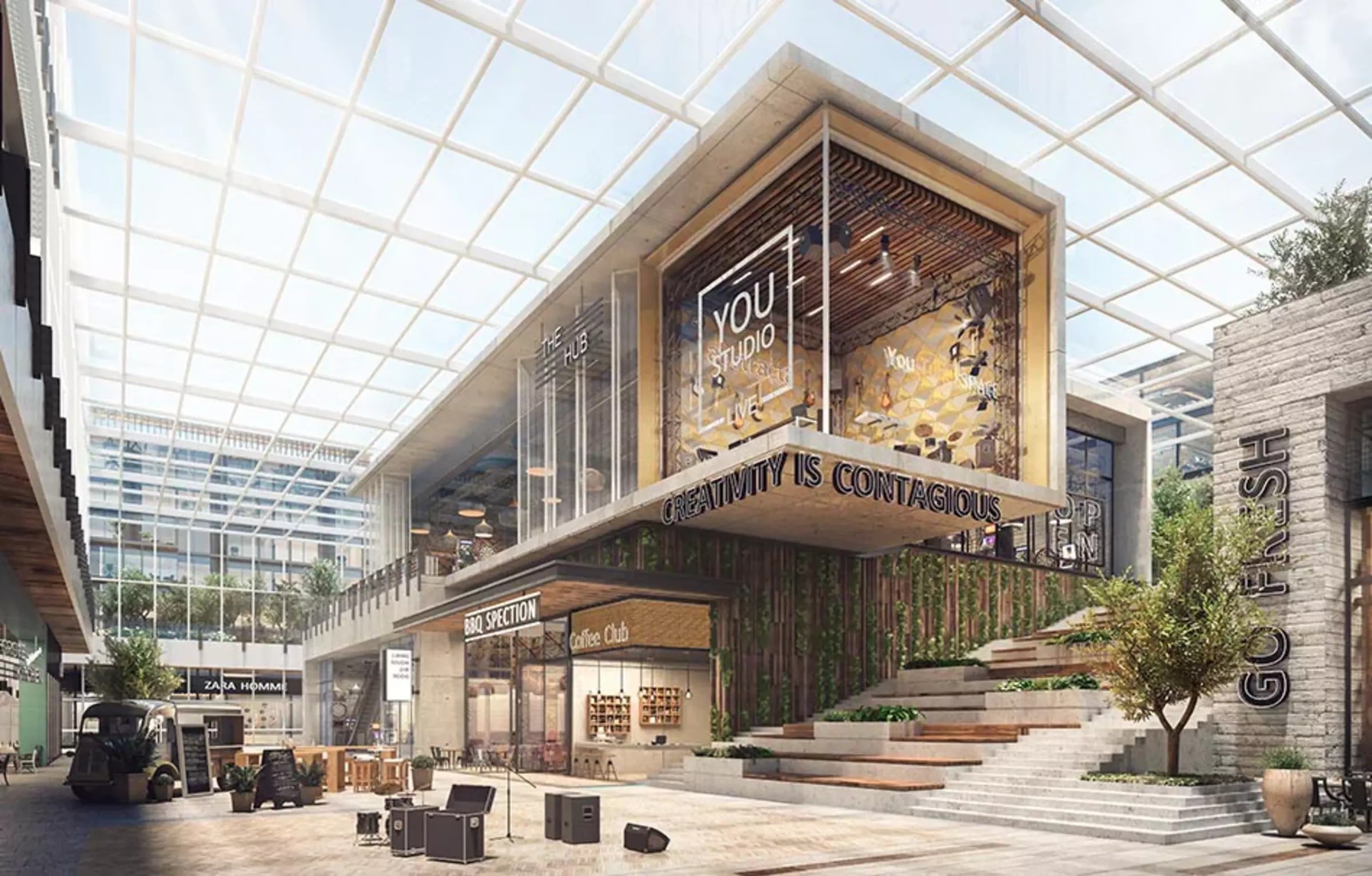Surroundings: the retail and dining level at Saadiyat Grove in the Cultural District