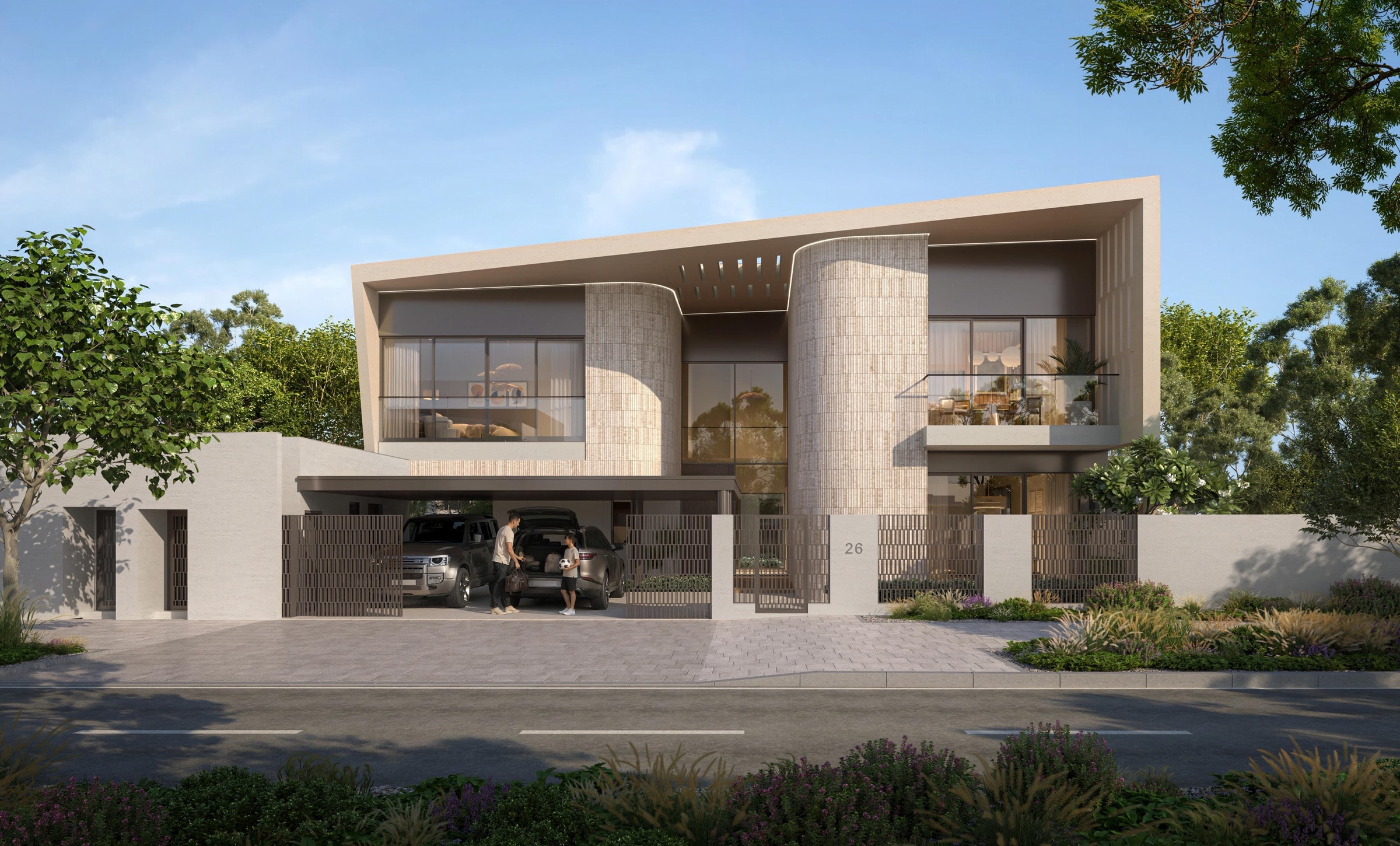 Street view of a Talay villa in architectural expression I