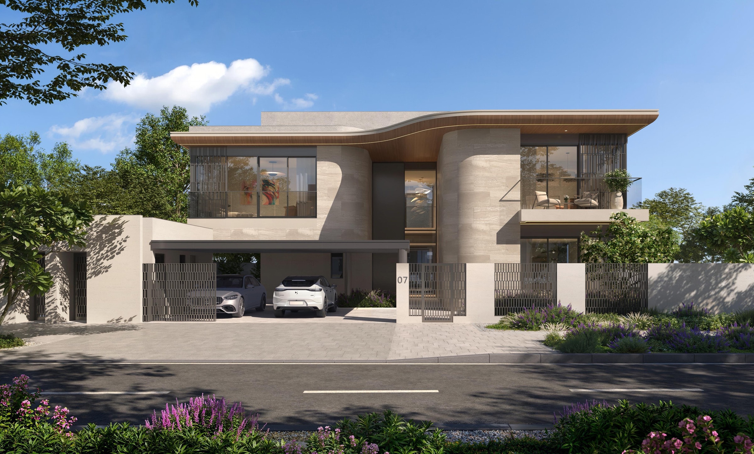 Street view of a Talay villa in architectural expression II