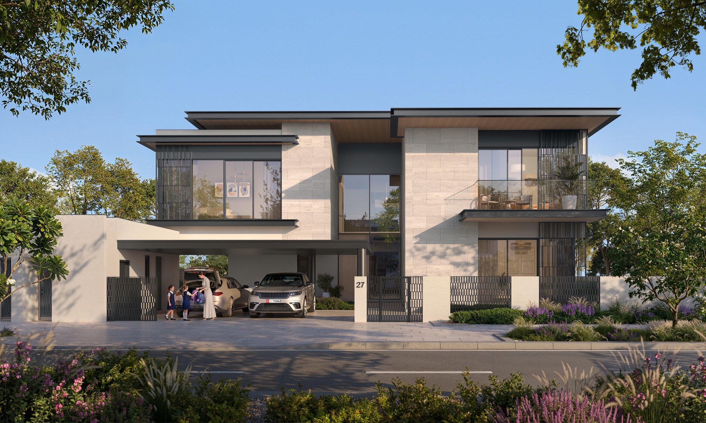 Street view of a Talay villa in architectural expression III