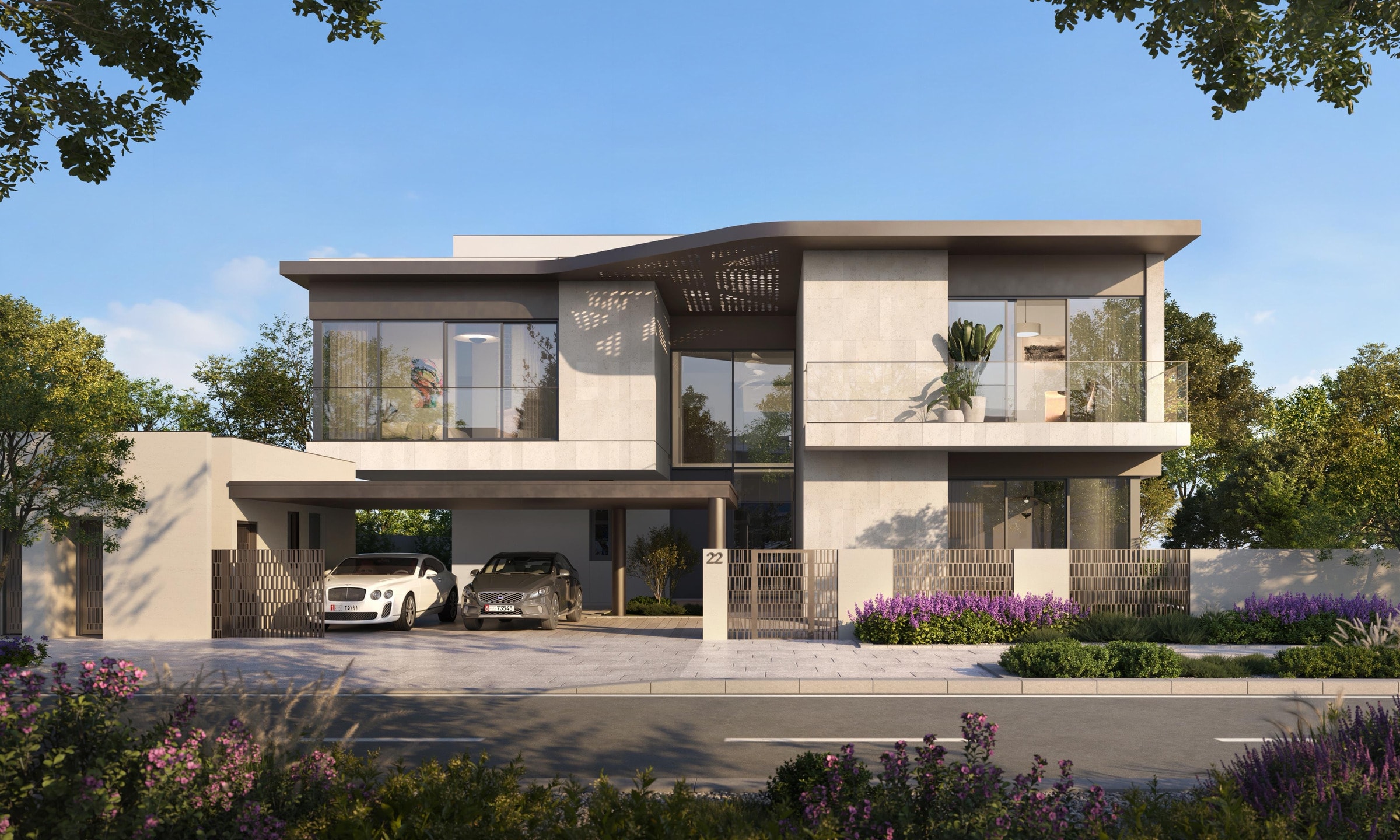 Street view of a Talay villa in architectural expression IV
