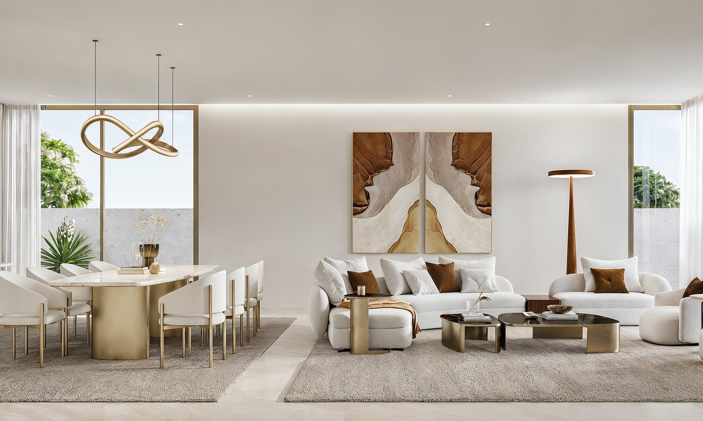 Family retreat in a Talay villa with a lounge, dining table and warm wood and stone tones