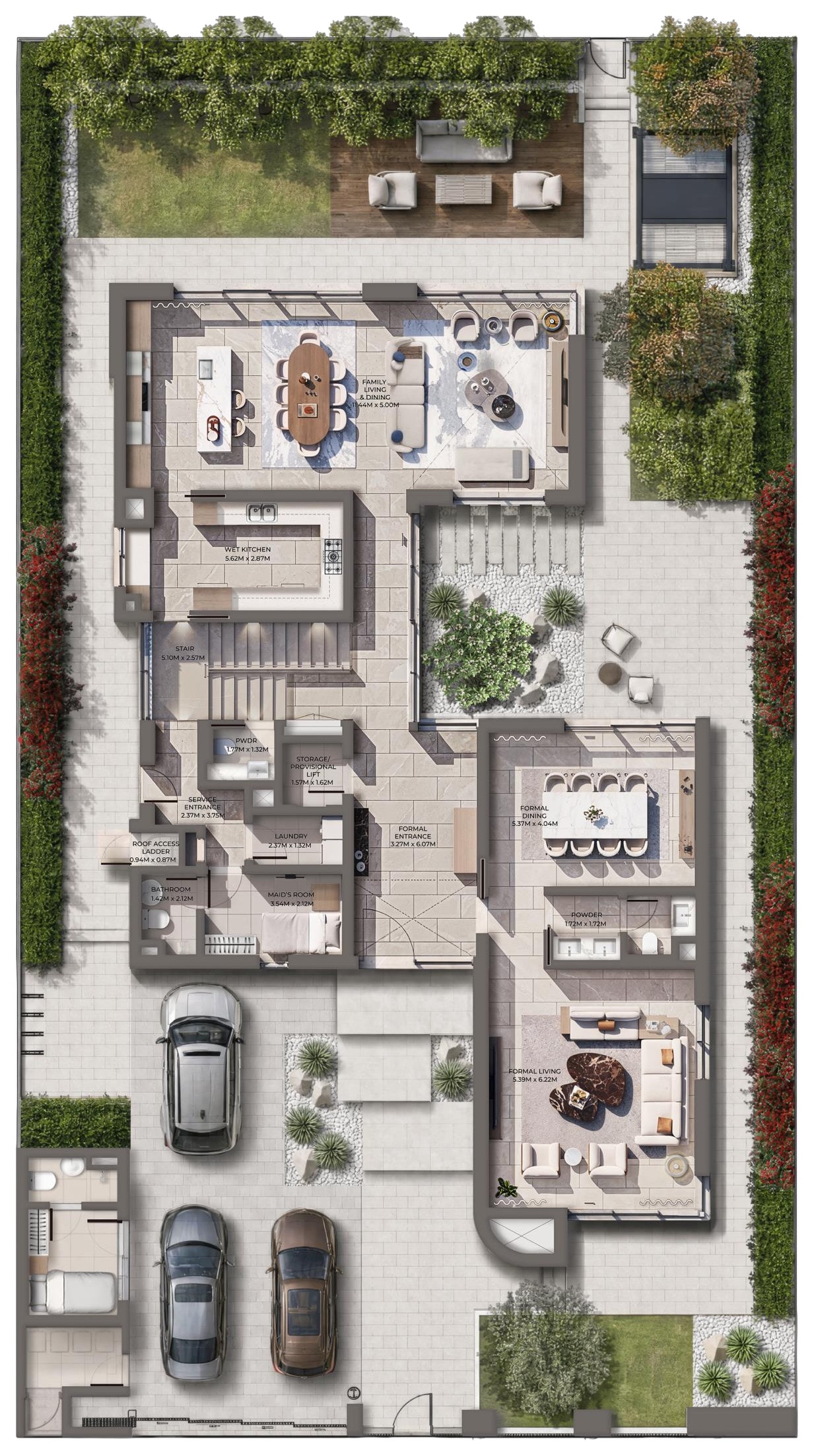 Ground floor plan, 4-bedroom villa at Talay