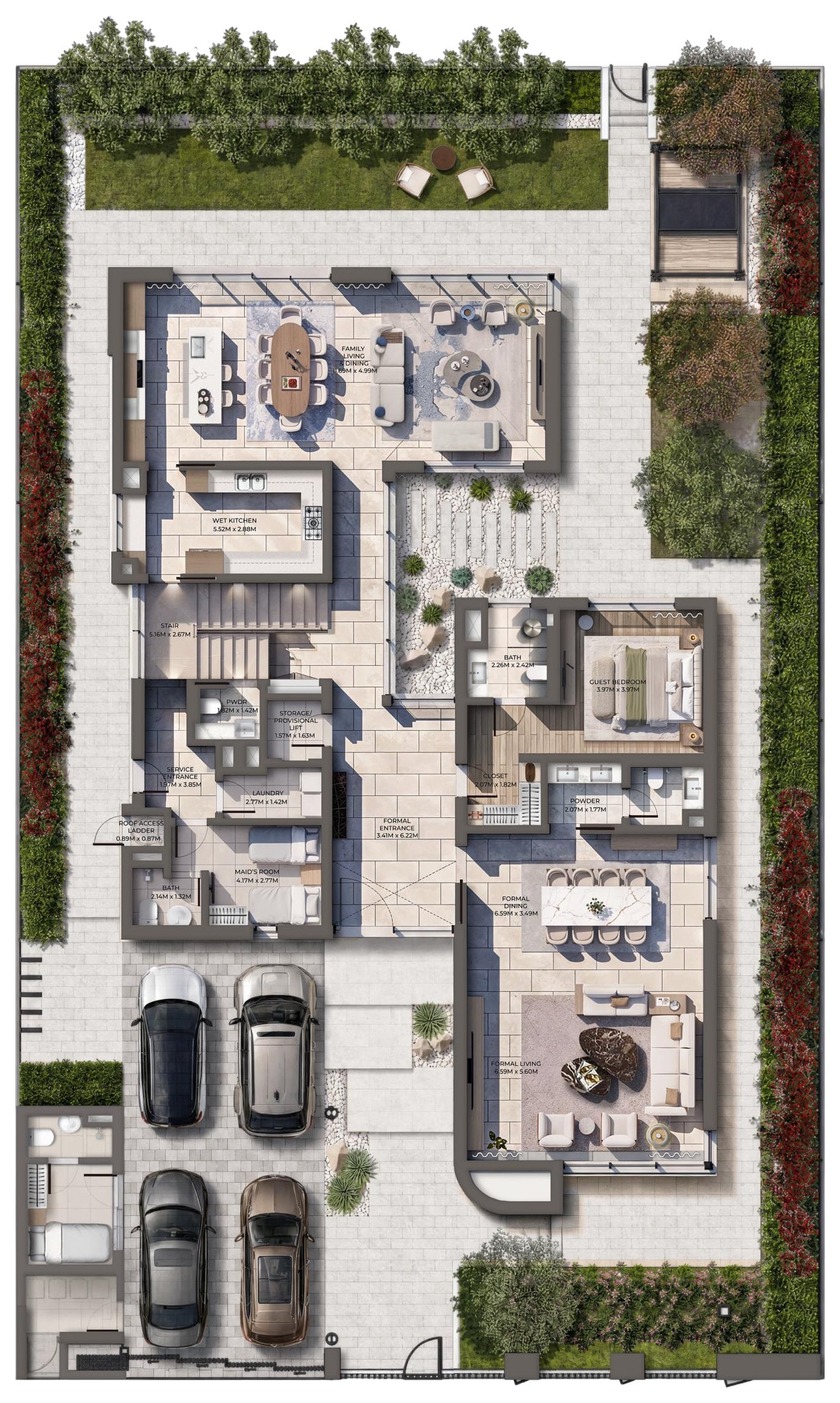Ground floor plan, 5-bedroom villa at Talay