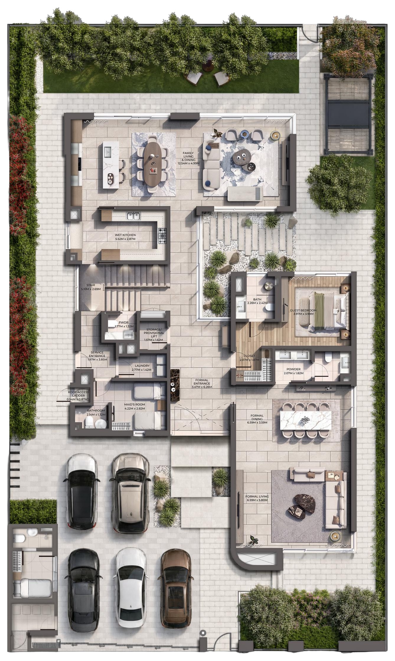 Ground floor plan, 6-bedroom villa at Talay
