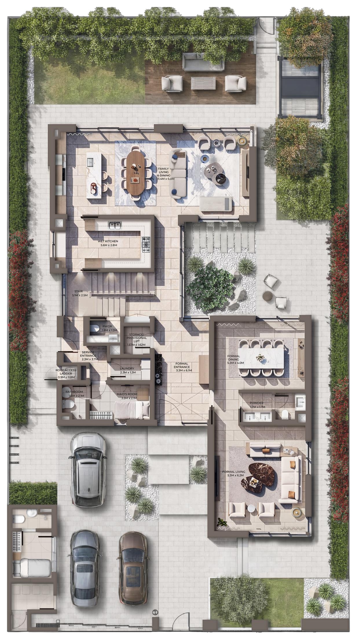 Ground floor plan, 4-bedroom villa at Talay Beach