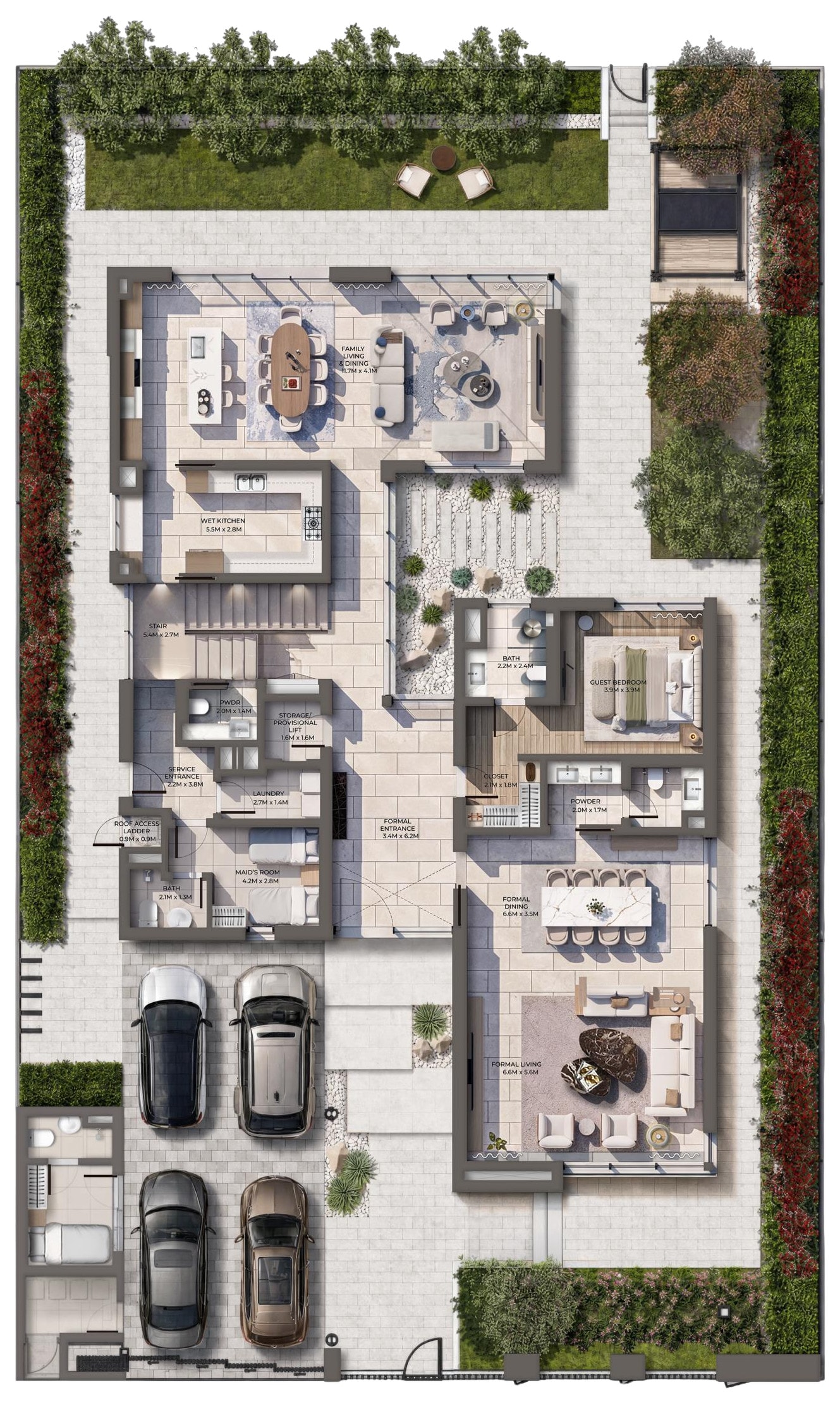 Ground floor plan, 5-bedroom villa at Talay Beach