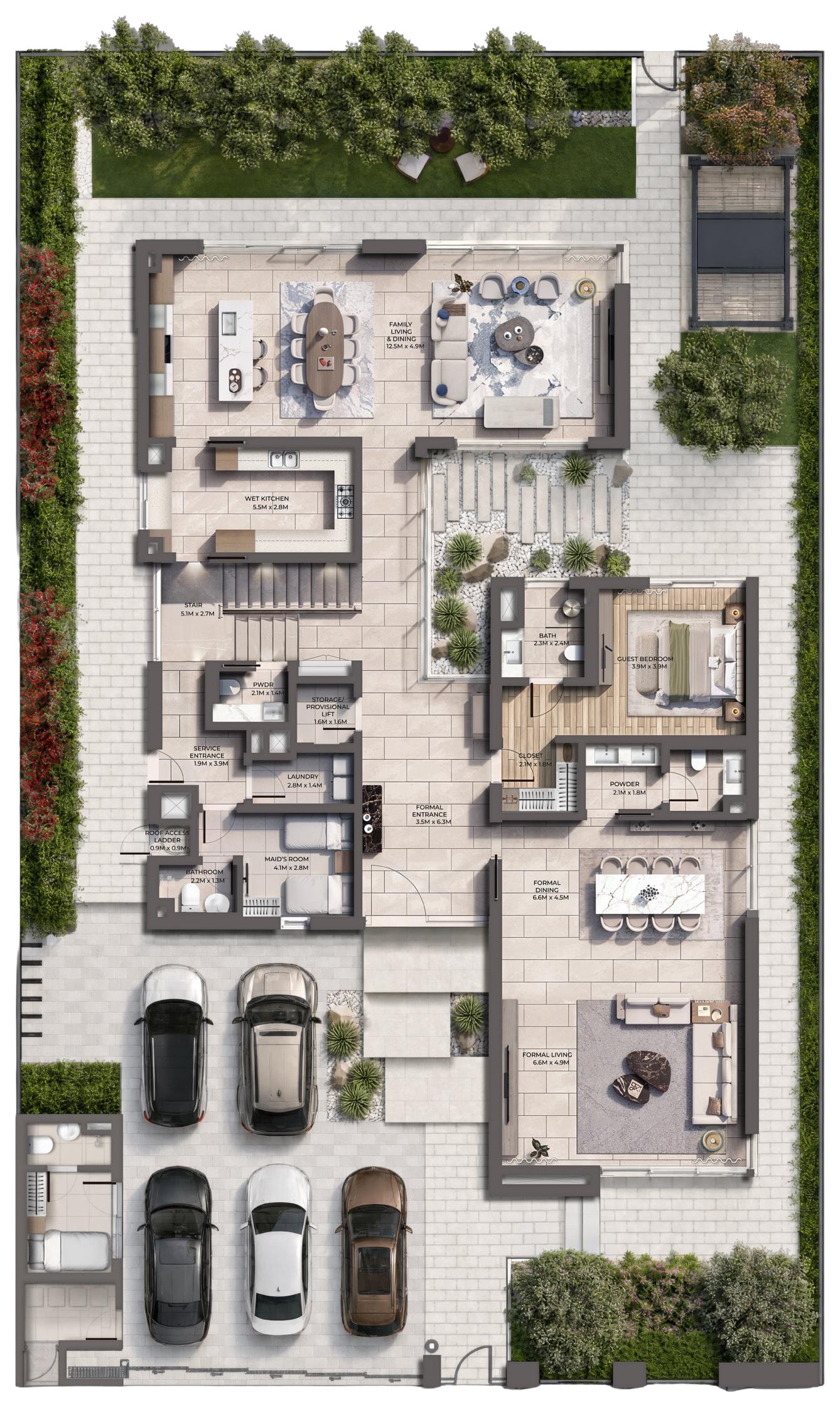 Ground floor plan, 6-bedroom villa at Talay Beach